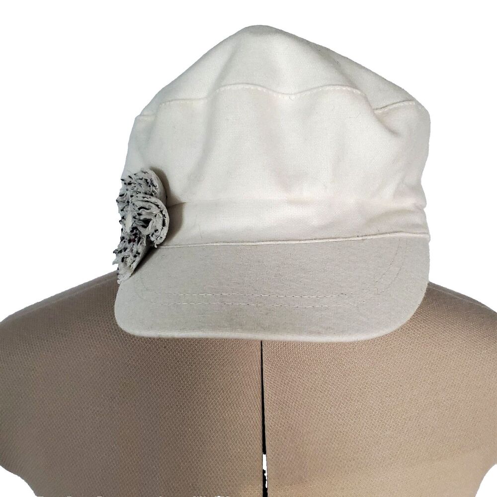 NEW August Silk Women's Pageboy Hat One Size Beige Wool Blend Flower